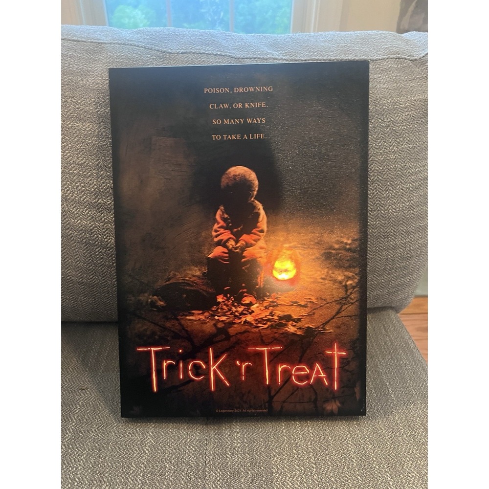 Spirit Halloween Trick 'r Treat Sam Light Up Canvas Sign 10" x 14" 2021 Horror